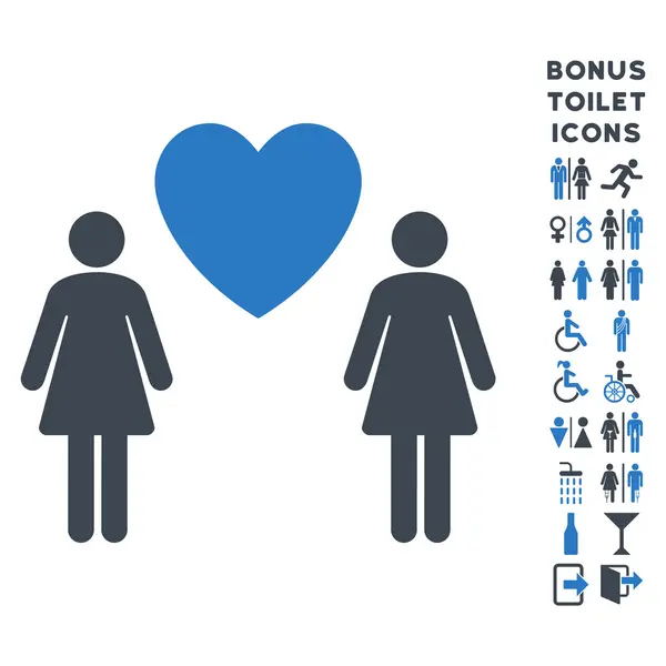 Icône vectorielle plate et bonus de paire d'amour Lesbi — Image vectorielle