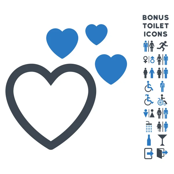 Corazones de amor plana Vector icono y bono — Vector de stock