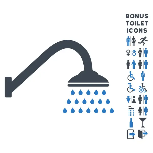 Душевая плоская векторная икона и бонус — стоковый вектор