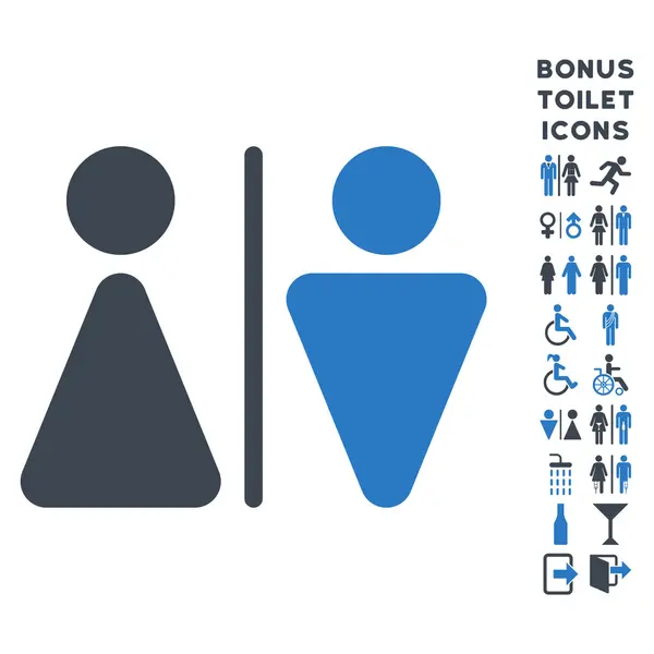 WC personer platt vektor symbol och Bonus — Stock vektor