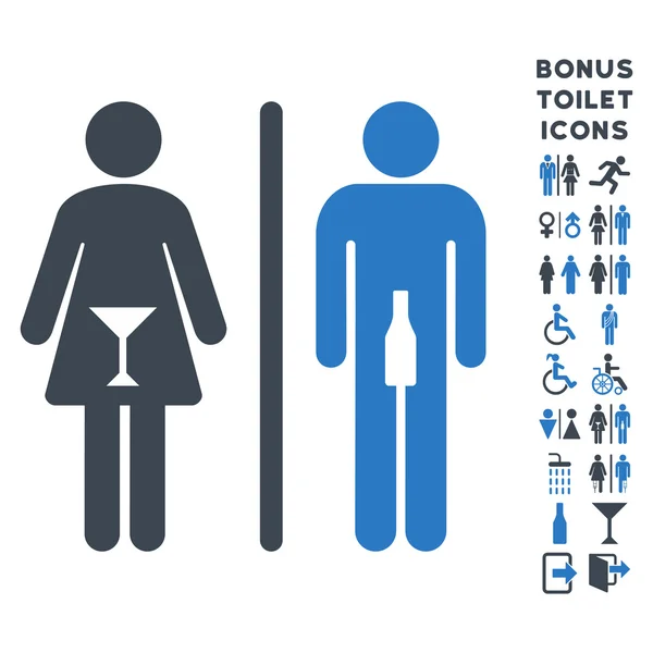 WC Personas Apartamento Vector Icono y Bono — Archivo Imágenes Vectoriales