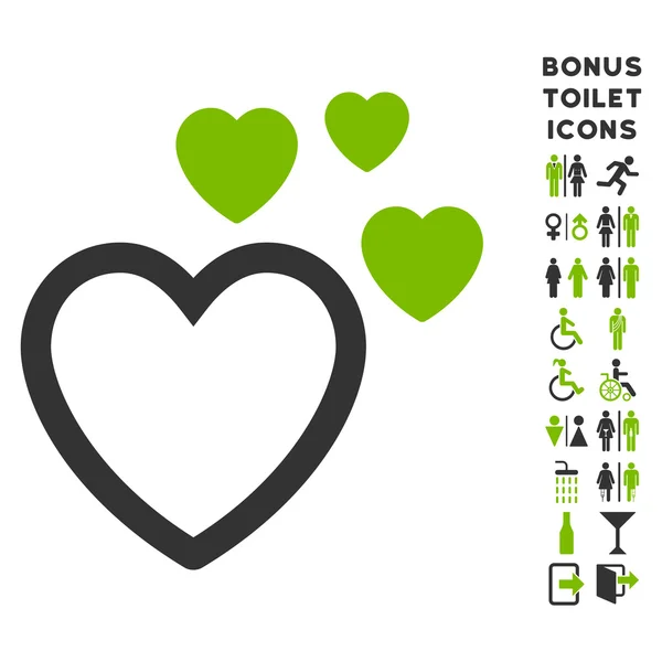 Corazones de amor plana Vector icono y bono — Vector de stock