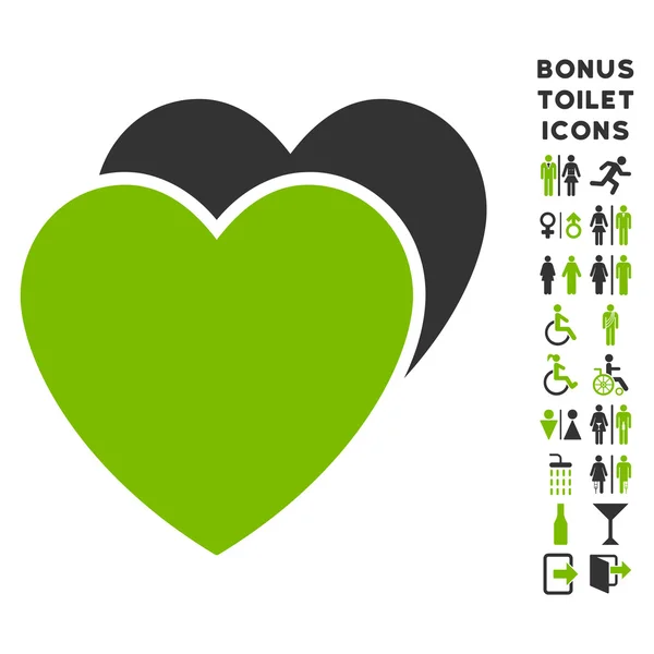 Corazones de amor plana Vector icono y bono — Vector de stock