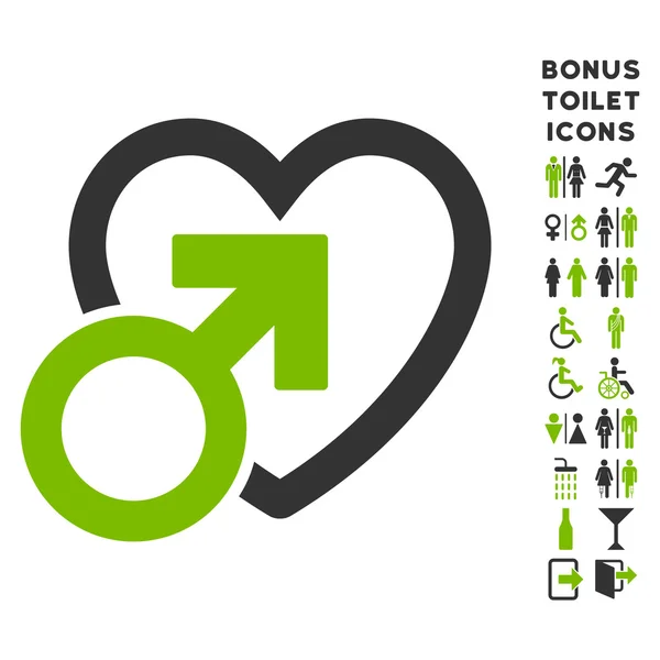 Vector plano de amor masculino icono y bono — Vector de stock