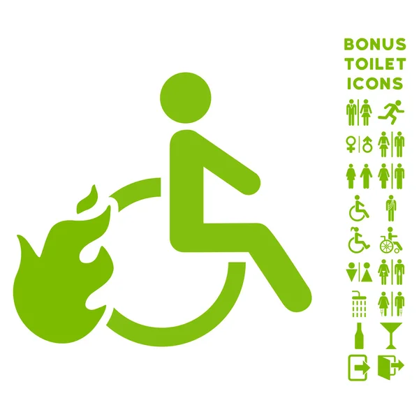 Opalanych osoba niepełnosprawna płaskie wektor ikona i Bonus — Wektor stockowy