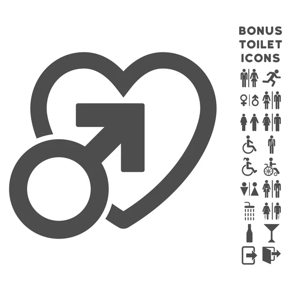 Vector plano de amor masculino icono y bono — Vector de stock