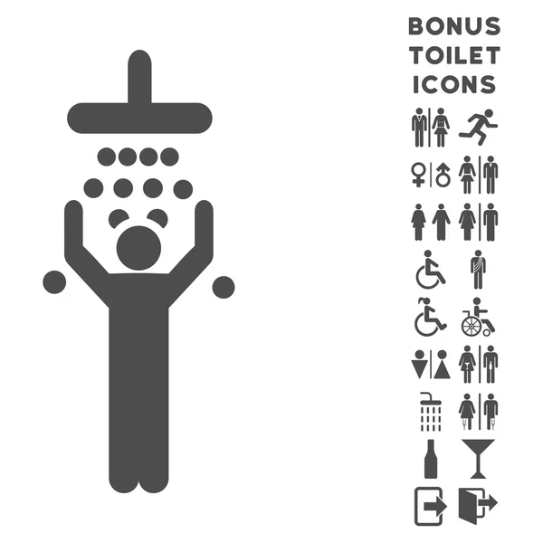 Hombre bajo ducha plana Vector icono y bono — Archivo Imágenes Vectoriales