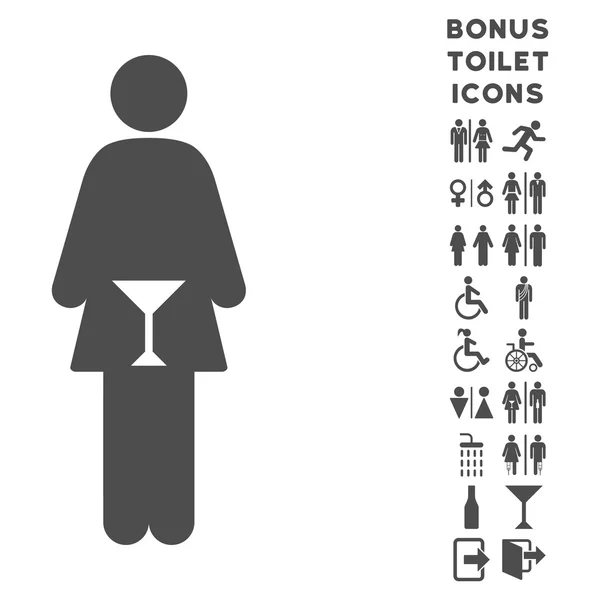 Wc woman flat vector icon und bonus — Stockvektor