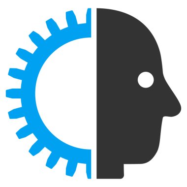 Cyborg kafa düz simgesi