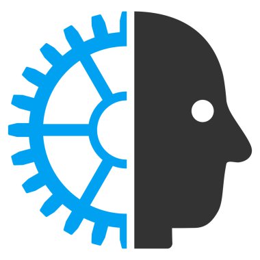 Cyborg kafa düz simgesi