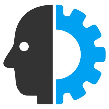 Cyborg kafa düz simgesi