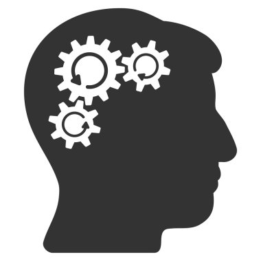 Zihin dişli döndürme düz simgesi