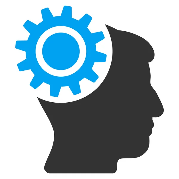 Ícone plano de engrenagem cerebral — Vetor de Stock