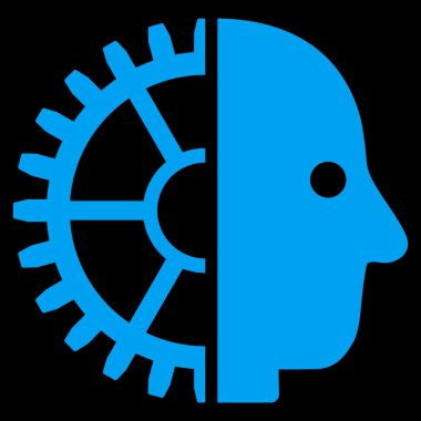 Cyborg kafa düz simgesi