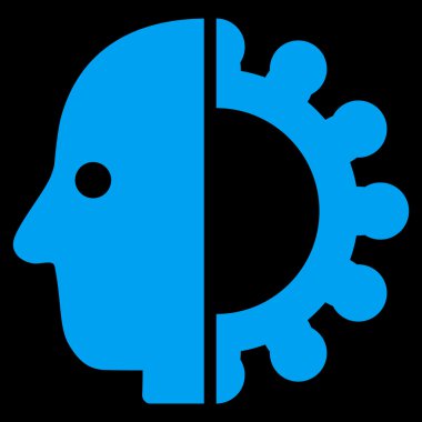 Cyborg kafa düz simgesi