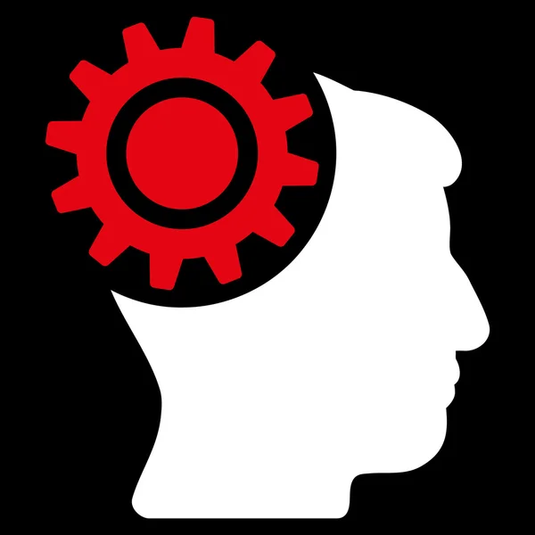 Hersenen Gear platte pictogram — Stockvector