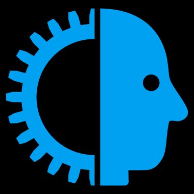 Cyborg kafa düz simgesi