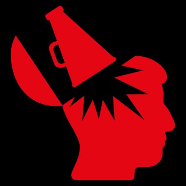 Açık beyin megafon düz simgesi