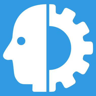 Cyborg kafa düz simgesi