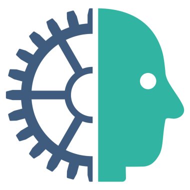 Cyborg kafa düz simgesi