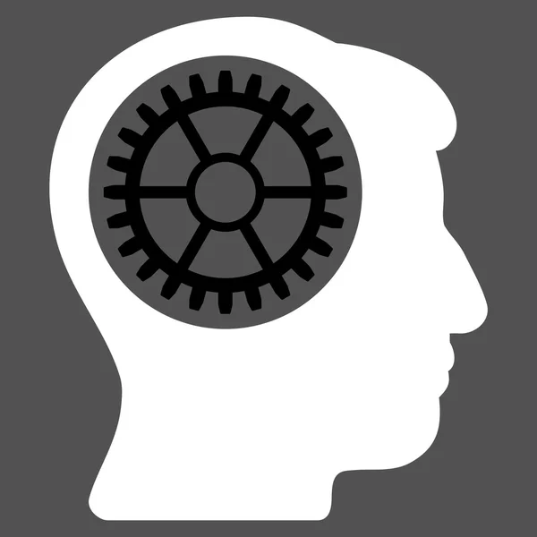 Cabeza Cogwheel Icono plano — Vector de stock