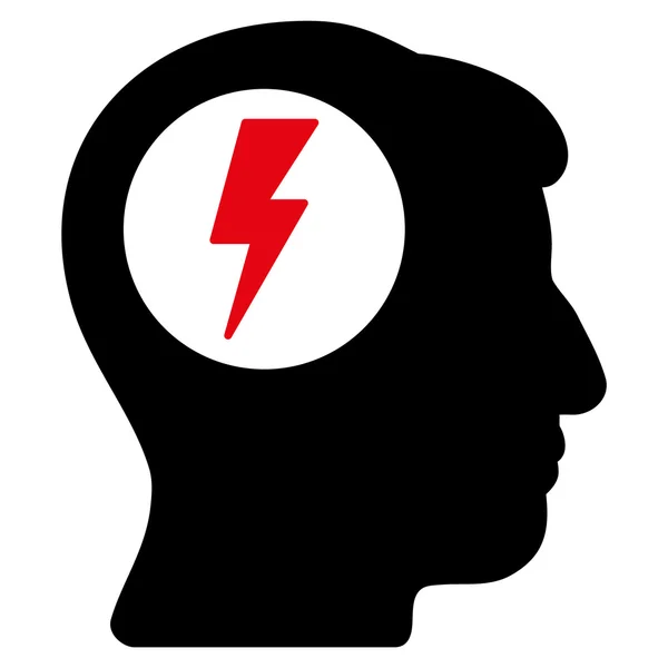 Brain Electric Shock Flat Icon — Stock Vector