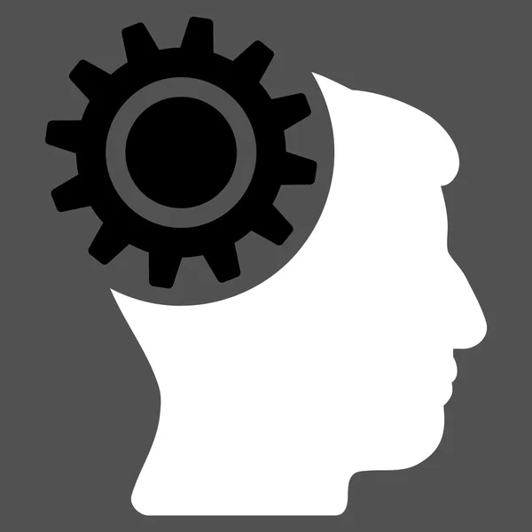 Icono plano de engranaje cerebral — Vector de stock