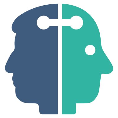 Çift kafa bağlantı düz simgesi