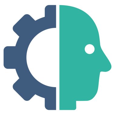 Cyborg kafa düz simgesi