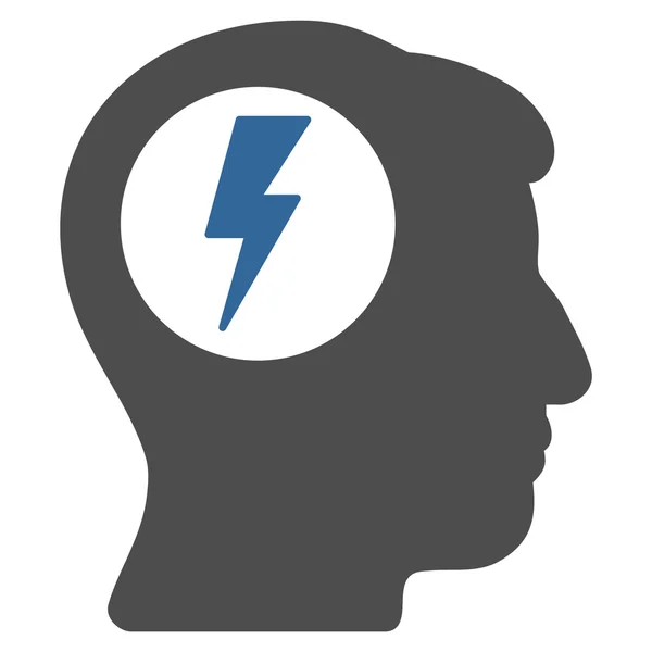 Icône plate de choc électrique de cerveau — Image vectorielle