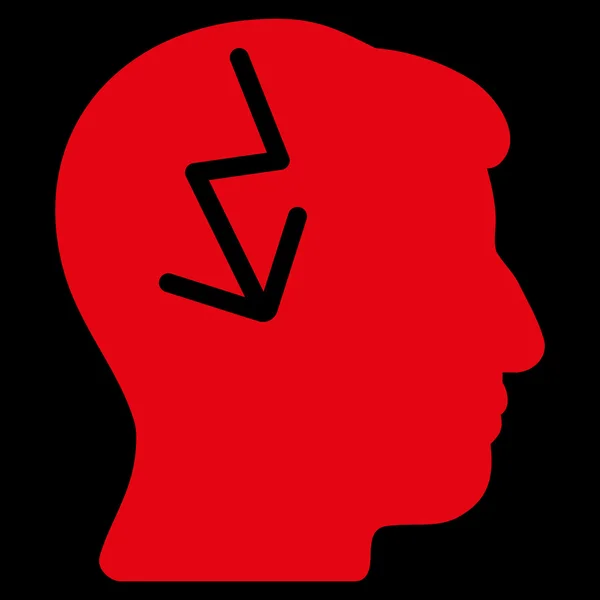 Brain Electric Strike Flat Icon — Stock Vector