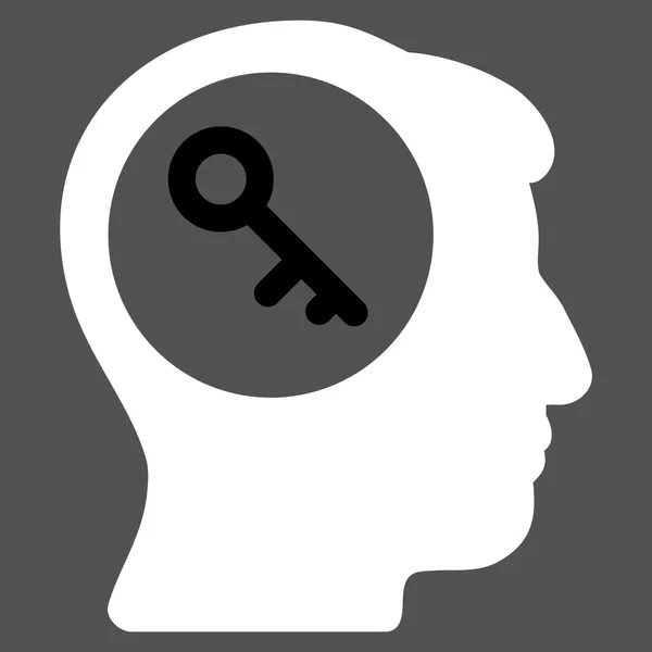 Icône plate de clé de cerveau — Image vectorielle