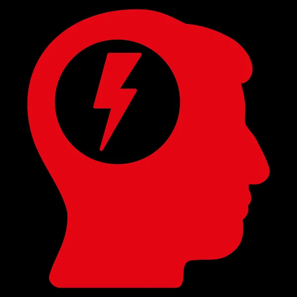 Brain Electric Shock Flat Icon — Stock Vector