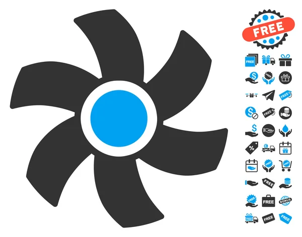 Icono del rotor con bono gratis — Vector de stock