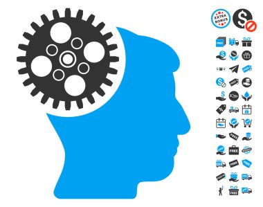Ücretsiz Bonus ile baş Gearwheel simgesi