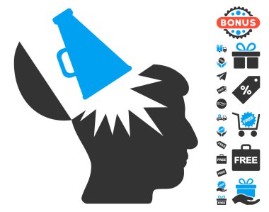 Ücretsiz Bonus ile açık beyin megafon simgesi