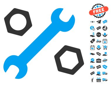 İngiliz anahtarı ve fındık simgesi ücretsiz bonus