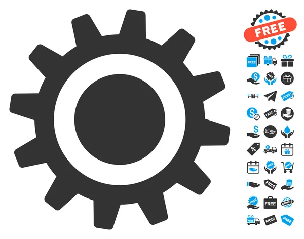 Cog icono con bono gratis — Vector de stock