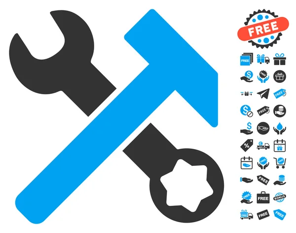 Hammer and Wrench Icon with free Bonus — стоковый вектор