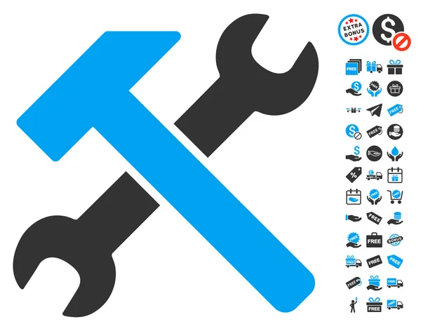 Hammer and Wrench Icon with free Bonus — стоковый вектор