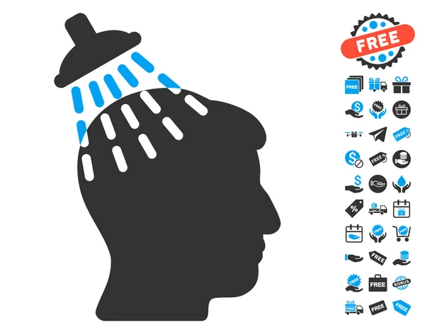Head Shower Icon with free Bonus — стоковый вектор