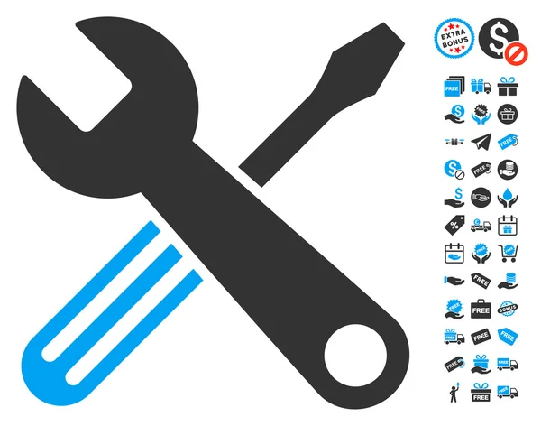 Icono de herramientas con bono gratis — Vector de stock