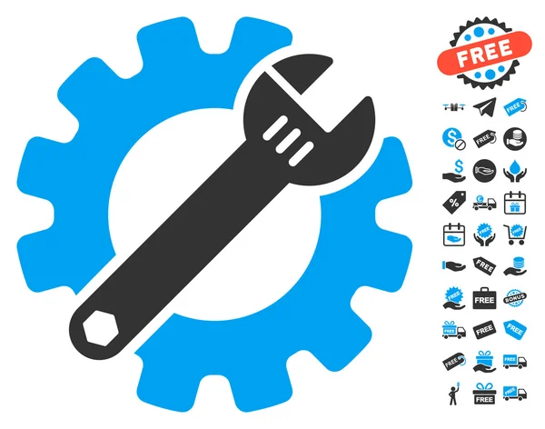 Service-Tools-Symbol mit kostenlosem Bonus — Stockvektor