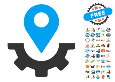 Hizmet harita işareti simgesi 2017 yılı ile Bonus semboller