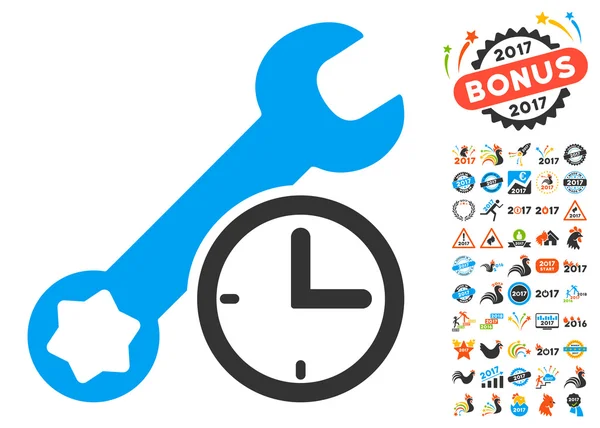 Service Time Icon With 2017 Year Bonus Symbols — ストックベクタ