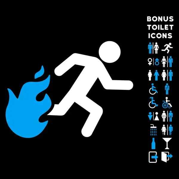 Fired Running Man Flat Glyph Icon and Bonus — Stock Photo, Image