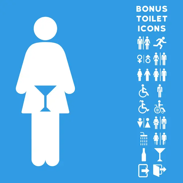 WC kadın düz glif simgesi ve Bonus — Stok fotoğraf