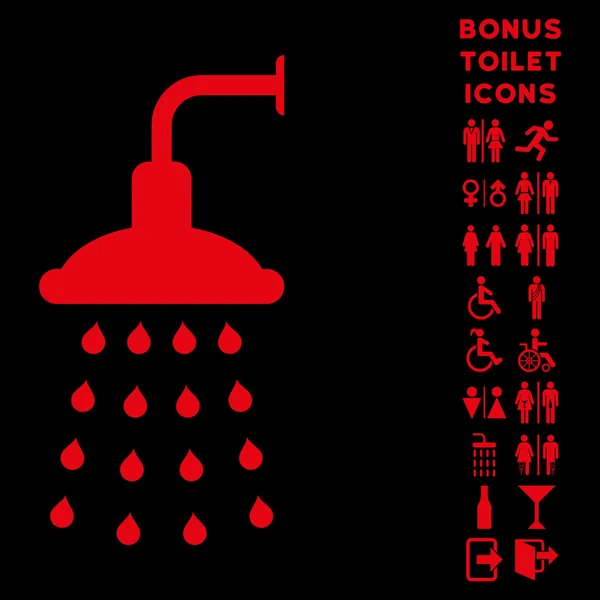 Sprchový plochý glyf ikona a Bonus — Stock fotografie