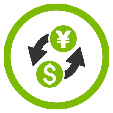 Dolar Yen Döviz glif simgesi yuvarlak