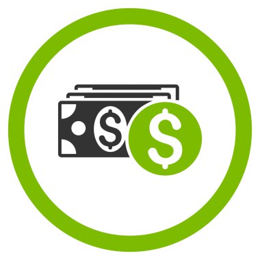 Doları nakit yuvarlak glif simgesi